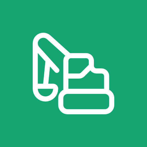 Logo von Garten-Flow mit Bagger-Symbol